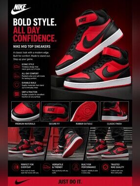 Nike Black & Red High Top Sneakers